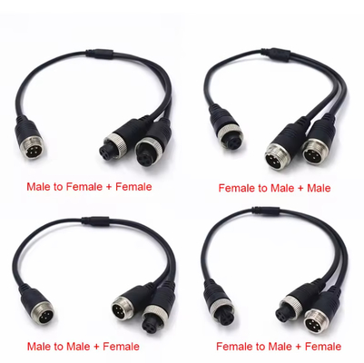 M12 4Pinケーブルアダプタ CCTVカメラコネクタ 女性から男性/女性Yスプリッターケーブル