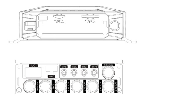 4ch Wifi GPS 車両燃料追跡 HD モバイル DVR 8V-36V 電源と高容量