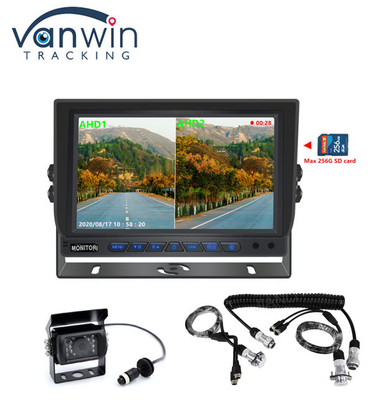 新着品 AHD 4CH SD カード 1080P 9インチクワッドモニター オールインワン トラックバス用内蔵DVR