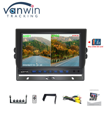 新着品 AHD 4CH SD カード 1080P 9インチクワッドモニター オールインワン トラックバス用内蔵DVR