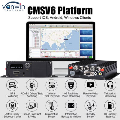 CMSV6 4CH デュアルSDカード モバイルDVR 4G GPSリアルタイムモニタリング ビデオ監視 MDVR