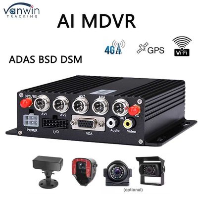 4チャネルADAS DSM カーDVR 4G GPS AHD カメラ SD カード ビデオレコーダー 訓練用 車の運転 トラックバス用 モバイルDVR
