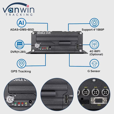 1080P 4CH HDD DVR 5G GPS トラッカー 車両監視システム 艦隊の安全