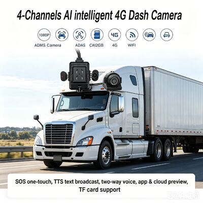 24V 4CH AI ダッシュカムキット車両セキュリティカメラ DVR DMS ADAS BSD サイドカメラ付きトラック/バス用