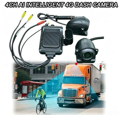 フロント・リア・ダッシュ・カメラ 4CH ADAS DMS オートビデオ・レコーダー 4G GPS WIFI トラック用磁気カメラ