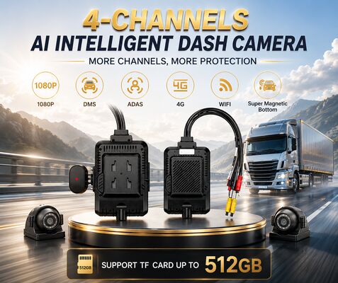 24V 4CH AI ダッシュカムキット車両セキュリティカメラ DVR DMS ADAS BSD サイドカメラ付きトラック/バス用