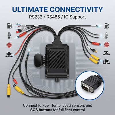 商用車用4Gダッシュカメラシステム - I/O RS232周辺機器のサポート付き,盗難防止GPSWiFiトラッカー