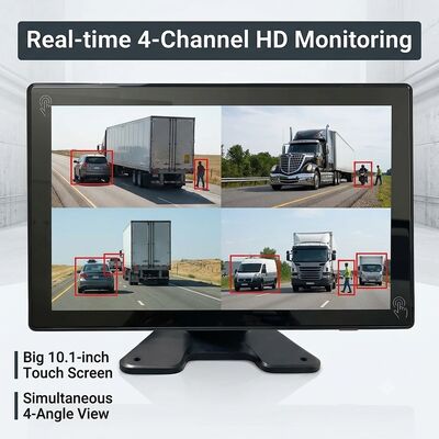 10.1" Touch DVR Monitor 360° BSD AI Blind Spot Safety System with Straight LED Flashing Alarm for Forklifts, Trucks, Agricultural Vehicles