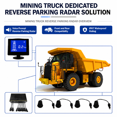 Mining Truck Reverse Parking Radar System with CAN Bus, Voice Alert and 8 Ultrasonic Sensors for Heavy Duty Vehicles