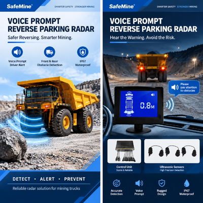 Mining Truck Reverse Parking Radar System with CAN Bus, Voice Alert and 8 Ultrasonic Sensors for Heavy Duty Vehicles
