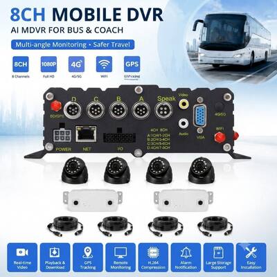 AI旅客计数MDVR,带DMS ADAS BSD和4G WiFi,准确率98%,用于车队管理