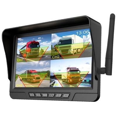 ワイヤレス2チャンネルプラグアンドプレイトラクターカメラキット – 7インチIP68モニター（ナイトビジョン、BSD、振動耐性設計付き）