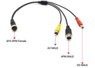 DVRの付属品、外的なマイクロフォンのアダプター4 Pinの4pin male+RCA+DCへの女性の航空プラグ