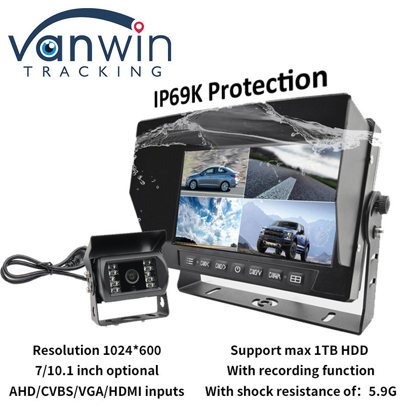 IP69K 7 / 10.1 インチ 防水 AHD クアッド TFT カーモニター ディスプレイ ユニバーサル 車両