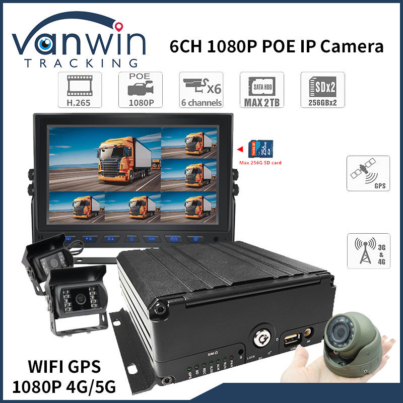 4G 6チャネル H. 265 自動車用モバイルDVR
