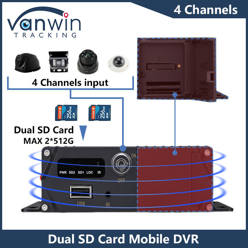 4CH HD カーカメラ デュアル SD カード モバイル DVR 4G GPS 1080P MDVR H.265 ビデオレコーダー