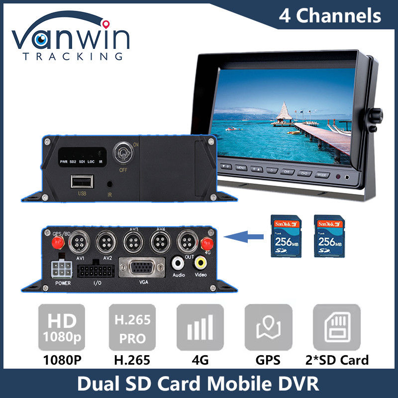 4G GPS デュアル SD カード モバイル DVR 1080P 4CH CCTV カメラレコーダー セキュリティ モバイル追跡 DVR