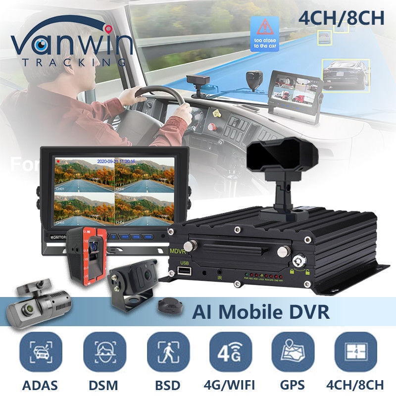 8CH AI BSD ADAS DMS MDVR システム HD 1080P HDD モバイル DVR 4G GPS WIFI 機能付き