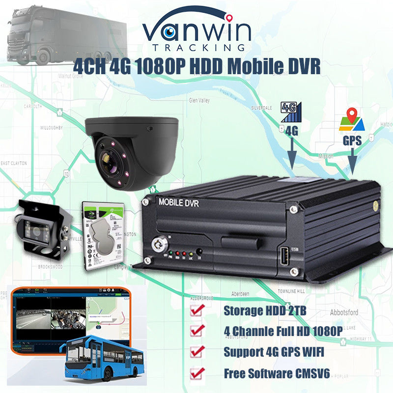 H.265 4CH 1080P HDD モバイルDVR 車両 CCTVビデオレコーダー キット カメラシステム MDVR