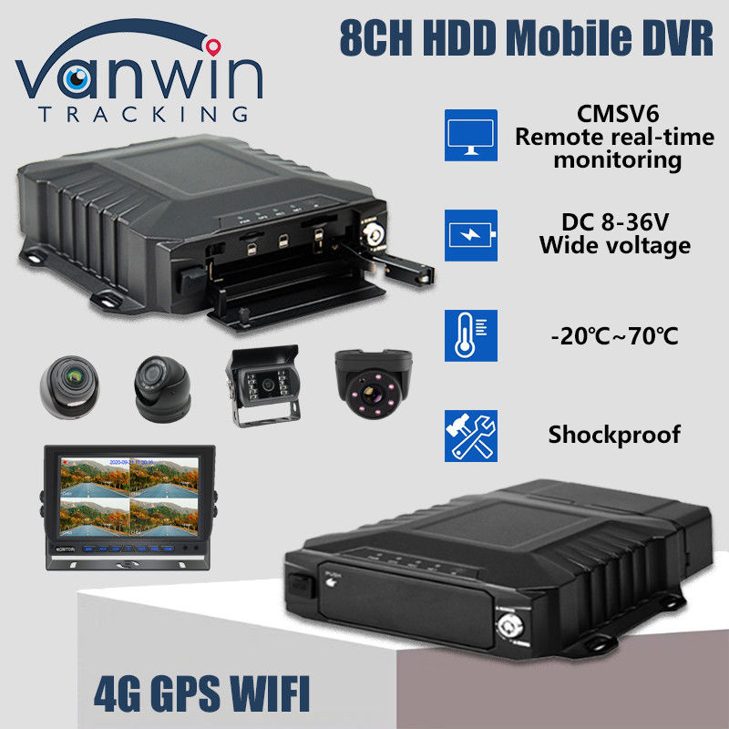 8チャンネル 4G Wifi 1080P HDD モバイル DVR 車両監視 AHD リアルタイムビュー Mdvr