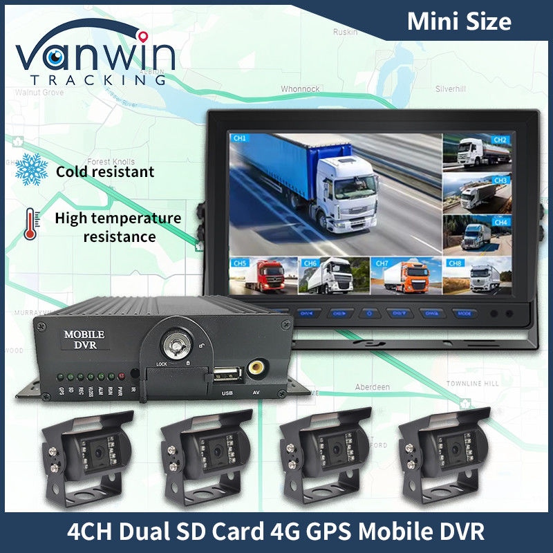 H.265 4CH フルHD モバイルDVR ライブストリーム ブラックボックスレコーダー 4G Wifi GPS 車両 CCTV