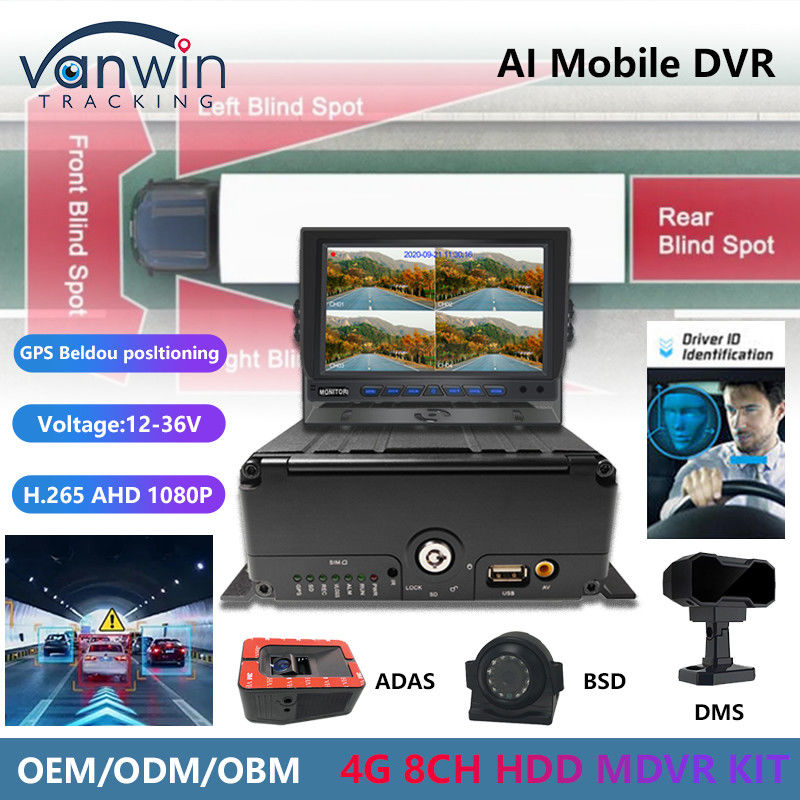 8CH AI モバイル DVR ADAS DMS BSD 4G と GPS 車両ブラックボックス