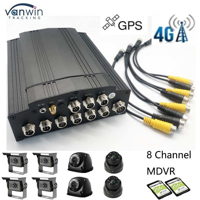 フルHD 1080P 8CH モバイル DVR SDカード 4G GPS H.265 CMSV6 バストラック DVR セキュリティシステム