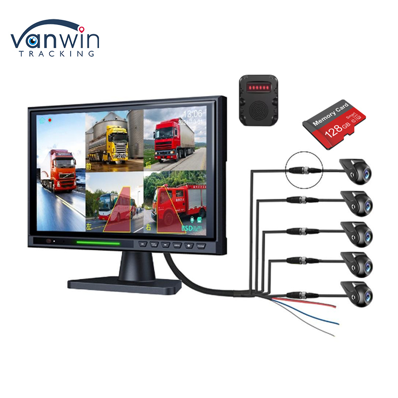 10.1"タッチスクリーン IPS BSD 5CH スプリット カー バックビュー モニター DVR AHD 1080P リバース パーキング バックアップ カメラ キット RV バス トラック