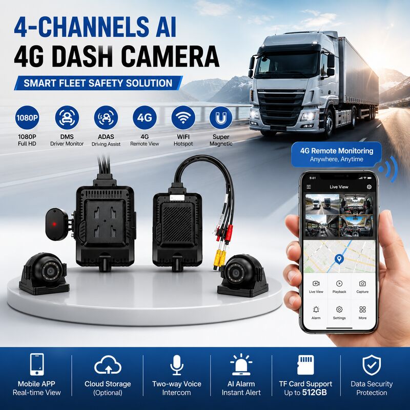 24V 4CH AI ダッシュカムキット車両セキュリティカメラ DVR DMS ADAS BSD サイドカメラ付きトラック/バス用